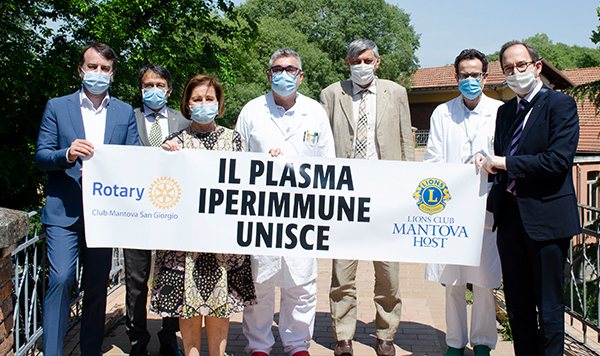 Il Rotary Club Mantova San Giorgio e il Lions Club Mantova Host lanciano una raccolta fondi a sostegno della sperimentazione del plasma