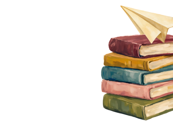 libri e aeroplanino di carta